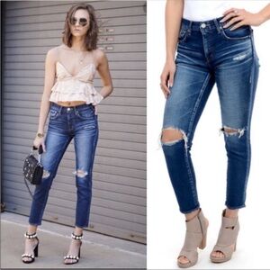 NEW MOUSSY VINTAGE Isko Comfort Ivey Distressed Jeans 25 Dark Blue